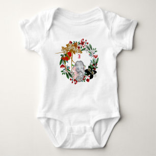 Body Para Bebê Elegante Floral Wreath Monograma Elefante De Aquar