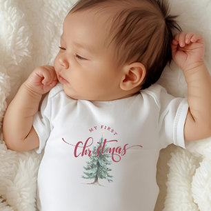 Body Para Bebê Elegante Tipografia de Letra de Meu Primeiro Natal