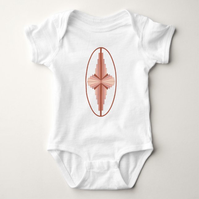 Body Para Bebê Elementos de arte deco numa paleta dourada rosa (Frente)