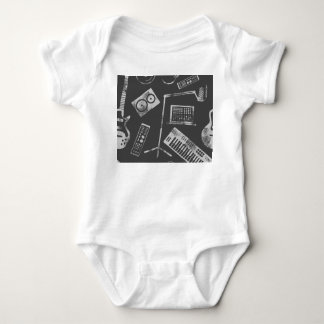 Body Para Bebê Elementos de música: vintage com tela de fundo con