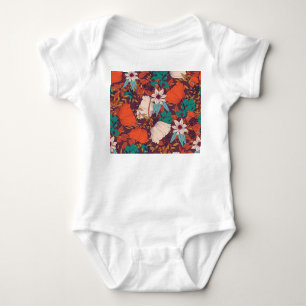 Body Para Bebê Elementos Florais: Desenho Mão Sem Costura.