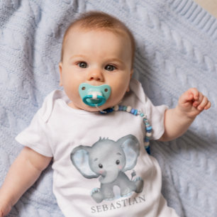 Body Para Bebê Elephant Watercolor Baby Boy