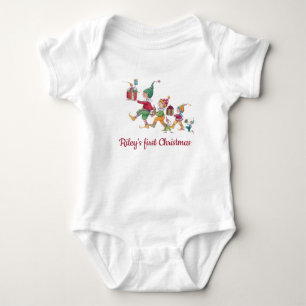 Body Para Bebê Elfos e presentes de Natal personalizados