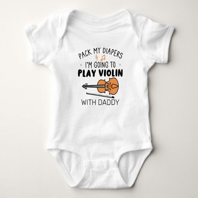 Body Para Bebê Embale Minhas Fraldas Estou Indo Tocar Violino com (Frente)