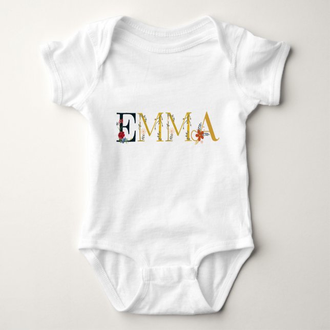 Body Para Bebê Embroborado Elegante de Nome Próprio EMMA (Frente)