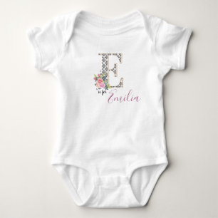 Body Para Bebê Emilia Name Baby Outfit Letter Romper Floral Girl