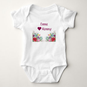 Body Para Bebê Emma Hearts ama Mamães Gêmeas Flores Irmãs Gêmeas