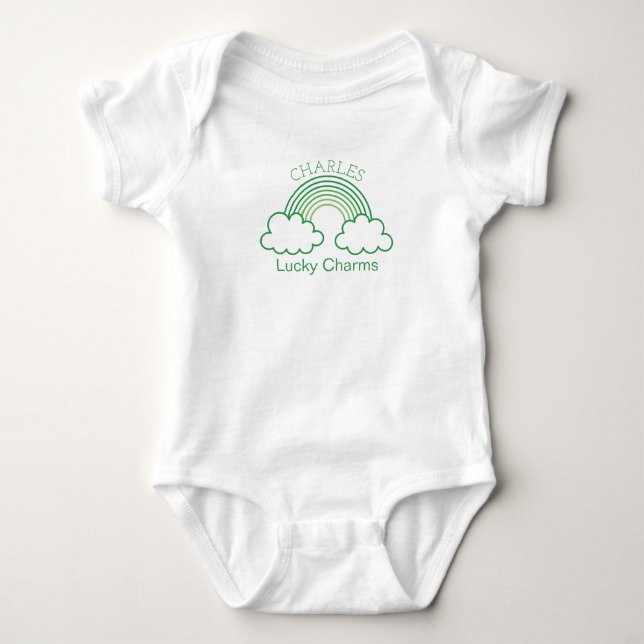 Body Para Bebê encantamento da sorte nome de bebê personalizado (Frente)
