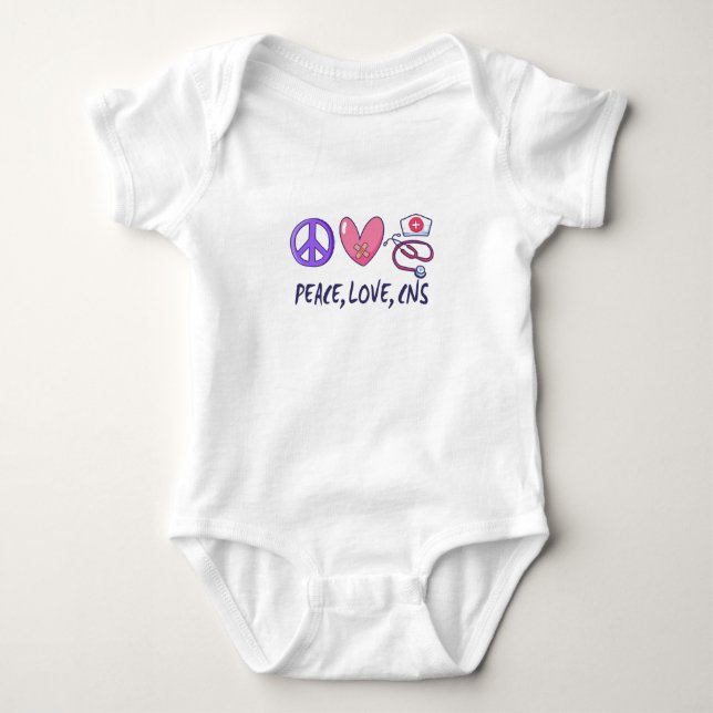 Body Para Bebê Enfermeira CNS Paz Amor (Frente)