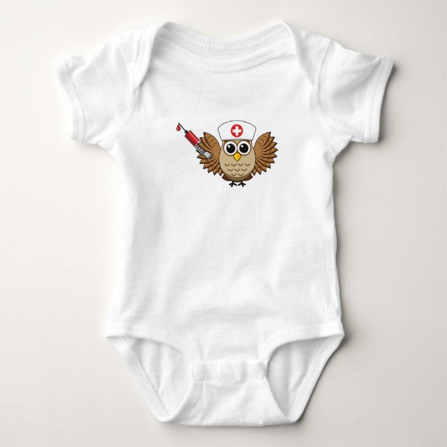 Body Para Bebê Enfermeiro Bonito com Cartoon da Seringa (Frente)