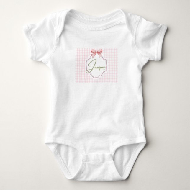 Body Para Bebê Enfermeiro de Bebê do Juniper Personalizado BowGin (Frente)