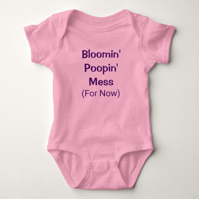 Body Para Bebê Engraçada Poopa Mess Poop Humor Baby Girl Romper (Frente)