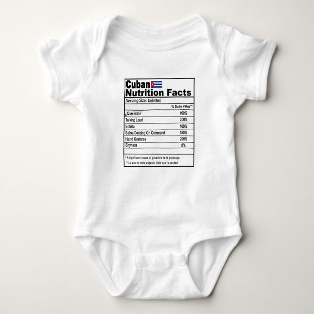 Body Para Bebê Engraçado Cubano Fato de Nutrição Bebê Onsie (Frente)