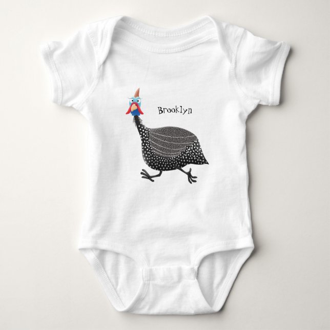 Body Para Bebê Engraçado desenho animado de aves Guineafowl (Frente)