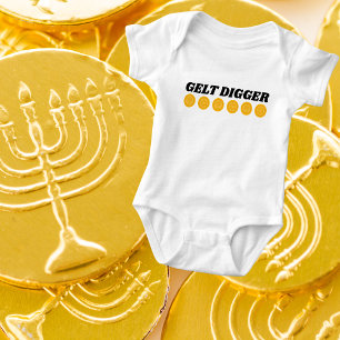 Body Para Bebê Engraçado Gelt Digger para o Feriado Judeu Hanukka