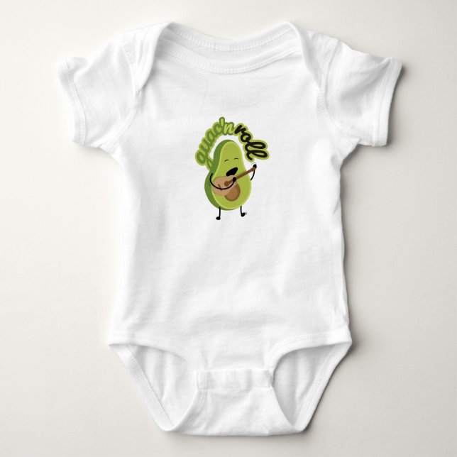 Body Para Bebê Engraçado Guac e Roll Avocado Bebê Suco (Frente)