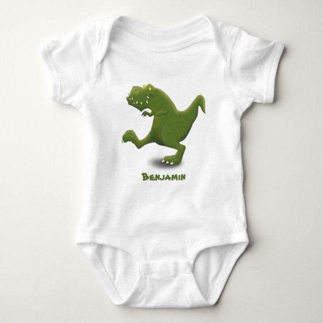 Body Para Bebê Engraçado humor de desenho animado de T rex dinoss (Frente)
