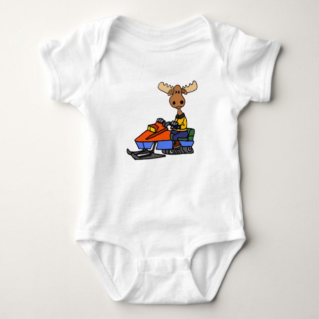 Body Para Bebê Engraçado Moose Snowmobily (Frente)