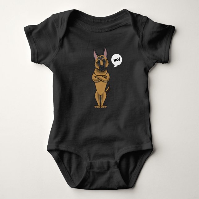 Body Para Bebê Engraçado no german shepherd (Frente)