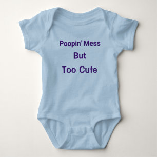 Body Para Bebê Engraçado Poopin Mess Muito Bonito Menino Azul
