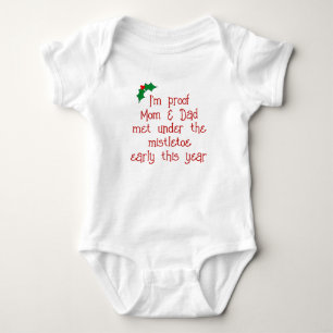 Body Para Bebê Engraçado Red & Green Holiday Mistletoe Baby Bodyf