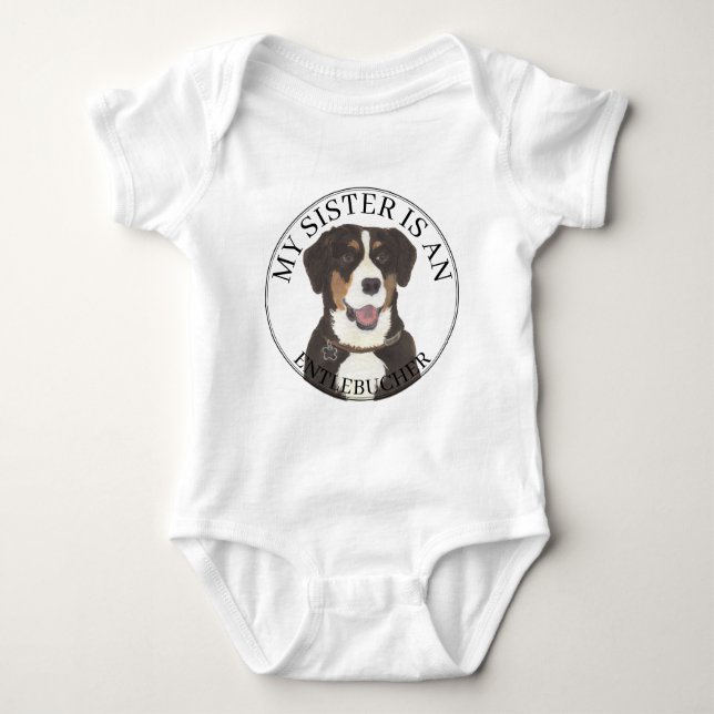 Body Para Bebê Entlebucher Mountain Dog Big Sister (Frente)