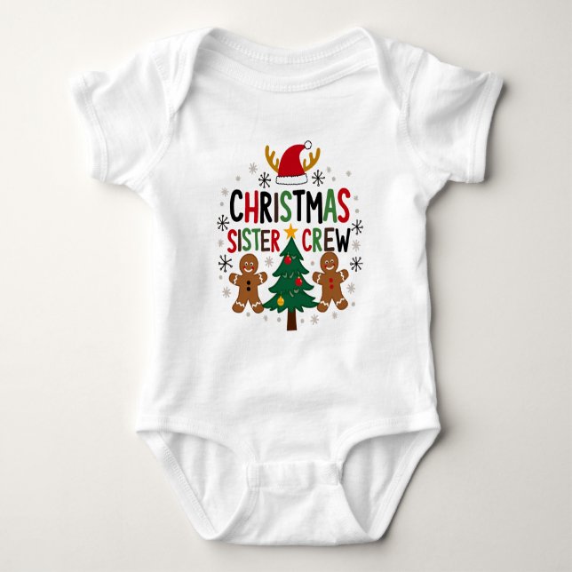 Body Para Bebê Equipe da Irmã de Natal Amigos Festivos de Pão de  (Frente)