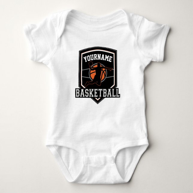 Body Para Bebê Equipe Personalizada de Jogador de Basquete (Frente)