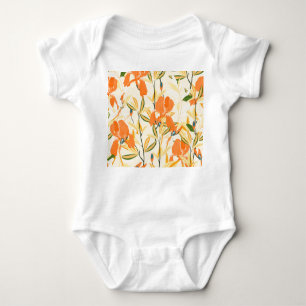 Body Para Bebê Erris de laranja: padrão floral uniforme
