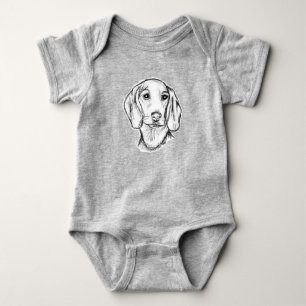 Body Para Bebê esboço desenhado à mão de cachorro dachshund preto
