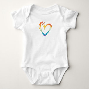 Body Para Bebê Esboço do coração do arco-íris