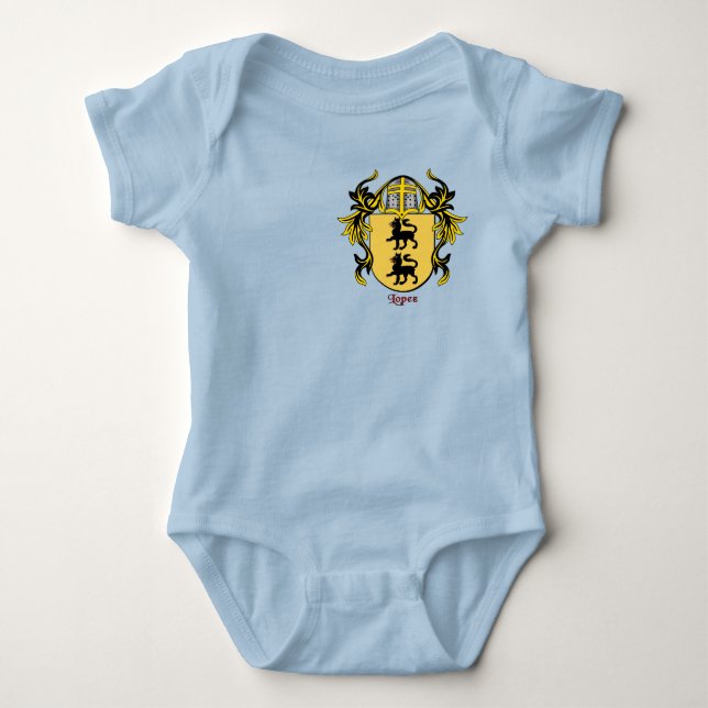 Body Para Bebê Escudo histórico Lopez com Helm e Mantle (Frente)