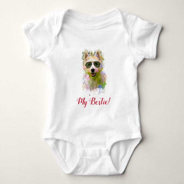 Body Para Bebê Espalhar Arte Cute Cachorro Cachorro Cachorro Bebê (Frente)