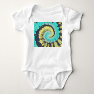 Body Para Bebê Espiral Teal: Textura Grunge Hippie.