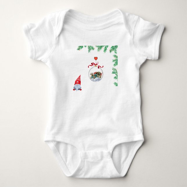 Body Para Bebê Espírito de Natal com gnomo (Frente)