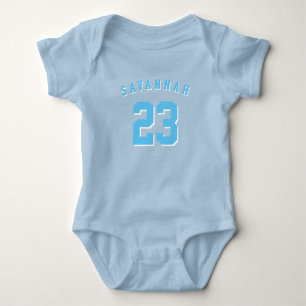 Body Para Bebê Esportes atléticos, luz azul, número personaliza