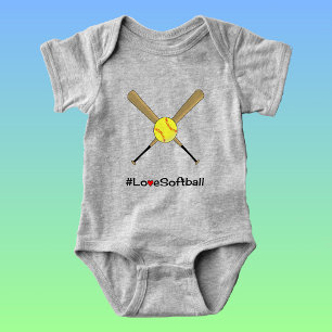 Body Para Bebê Esportes do slogan do hashtag do softball do amor