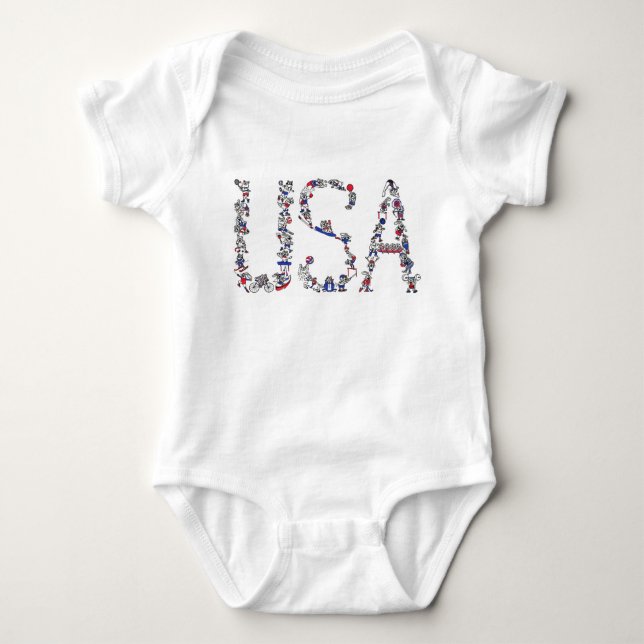 Body Para Bebê Esportes EUA (Frente)