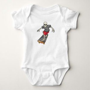 Body Para Bebê Esqueleto como Patinador com Skate