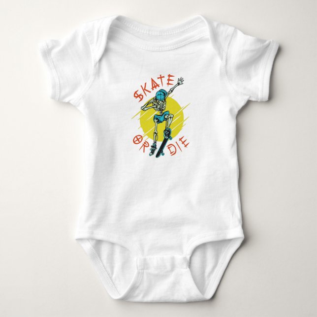 Body Para Bebê Esqueleto de skate Esquelete ou morra (Frente)