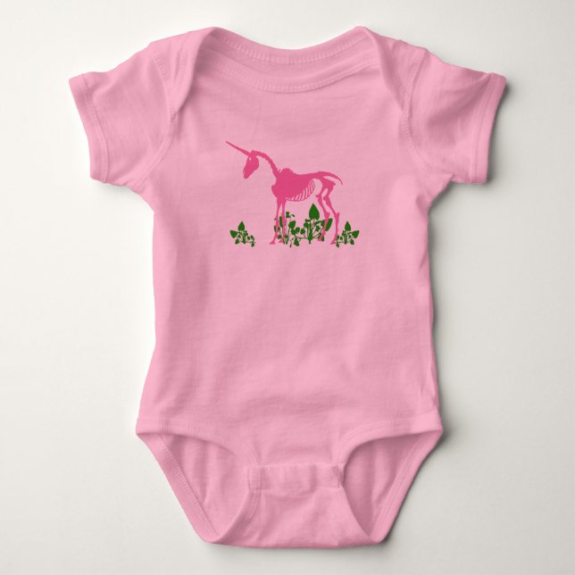 Body Para Bebê Esqueleto de Unicórnio Rosa (Frente)