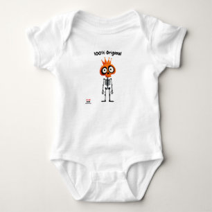 Body Para Bebê Esqueleto Laranja com Coroa   Estilo Unisex Divert