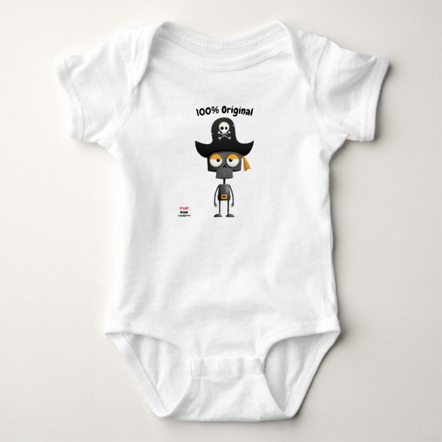 Body Para Bebê Esqueleto Pirata do Aventuro | Estilo Unisex Diver (Frente)