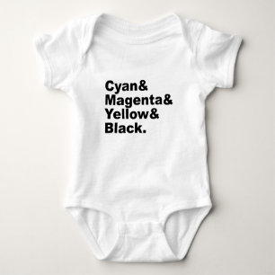 Body Para Bebê Esquema de Cores Ciano Magenta Amarelo Preto CMYK