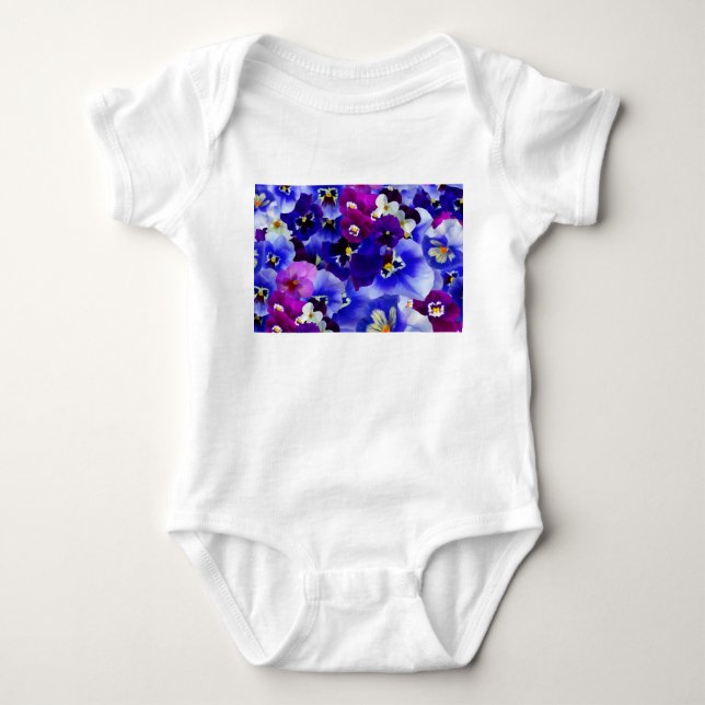 Body Para Bebê Esquema de Flor Azul (Frente)