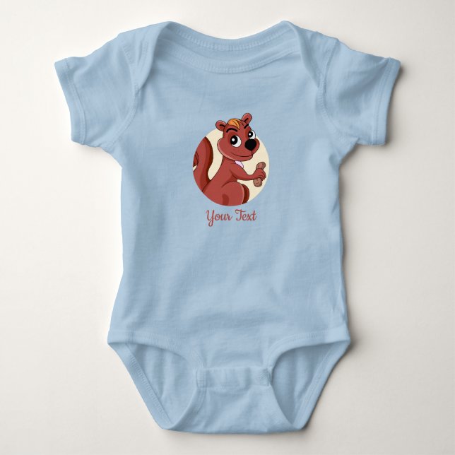 Body Para Bebê Esquilo de desenho animado bonito com um casaco de (Frente)