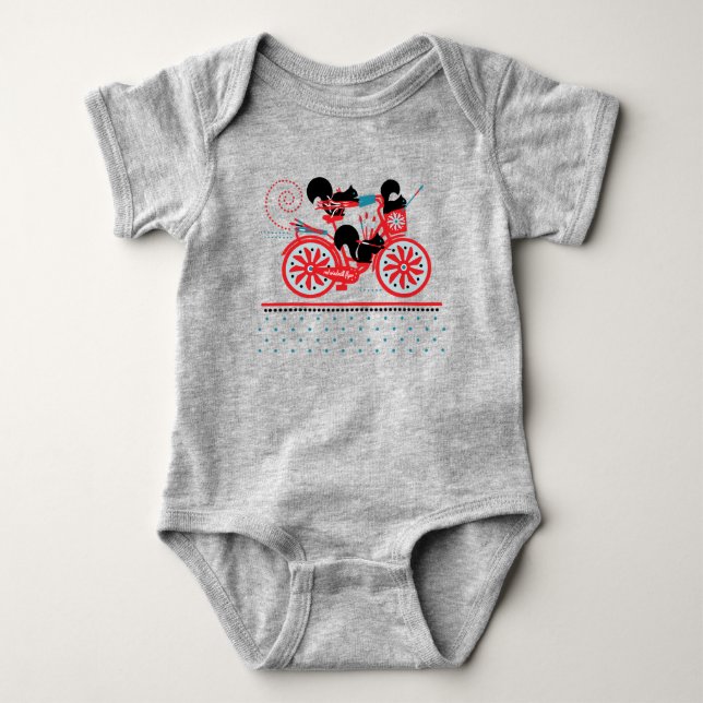 Body Para Bebê Esquilos em uma Bicicleta Onsie (Frente)