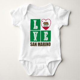 Body Para Bebê Estado da Califórnia Flag Heart San Marino