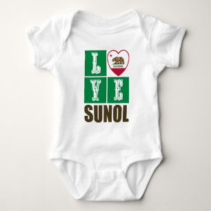 Body Para Bebê Estado da Califórnia Flag Heart Sunol