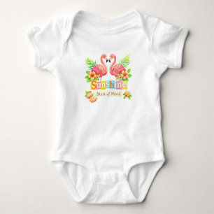 Body Para Bebê Estado de Espírito Ensolarado Flamingo Flores Trop